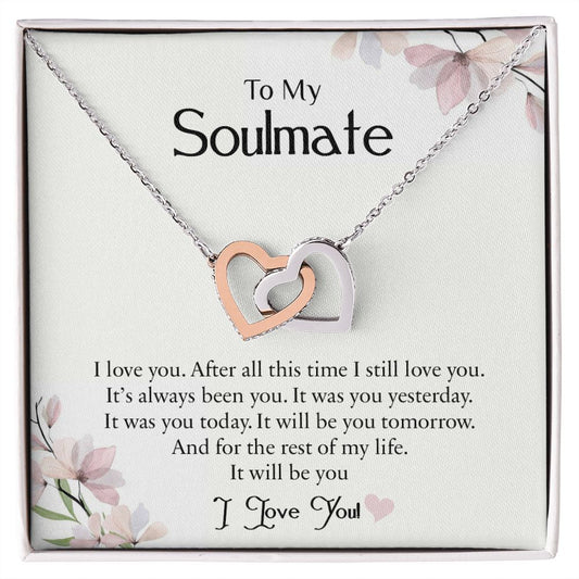 To My Soulmate | I Love You - Interlocking Hearts necklace